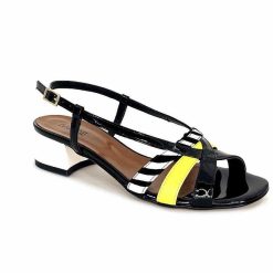 Ivoire0352 Ivoire K234 Jenny Cuir Vernis Noir Blanc Jaune Sandales