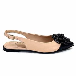 398-ivoire Ivoire M23099 Cuir Beige Noir Ballerines