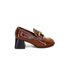 We Do Ivoire 11301A Cuir Vernis Marron Mocassins