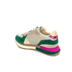 No Name No Name Mia Jogger W Daim Vert Emeraude Beige Textile Beige Et Fushia Baskets