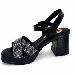 Porronet Porronet Fi 2973 Cuir Noir Strass Noir Sandales