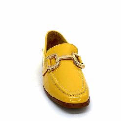 382-ivoire Ivoire 30303 Cuir Vernis Jaune Mocassins