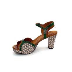 Chie Mihara Chie Mihara Eny Cuir Vert Marron Beige Sandales