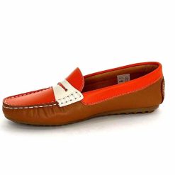 Ivoire0209b Ivoire 10322 Sauvage Cuir Orange Marron Beige Mocassins