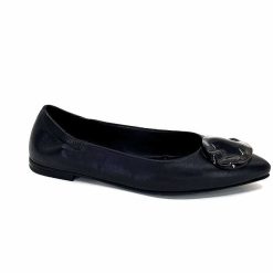 398-ivoire Ivoire M24055 Zb Cuir Noir Ballerines