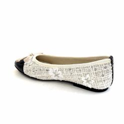 Ivoire0317a Ivoire 2204108 Textile Blanc Vernis Noir Ballerines