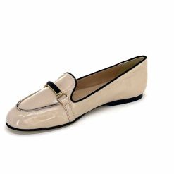 Ivoire0532 Ivoire G771-21 Cuir Vernis Creme Noir Ballerines