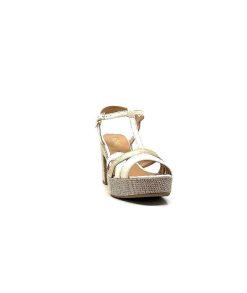 Ivoire0551 Ivoire 2131 Vera Cuir Creme Dore Plateformes