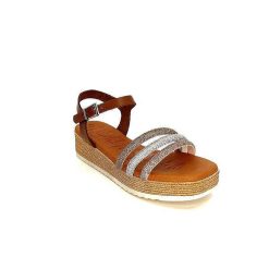 oh my sandals - innova footwear Ivoire 5434 Cuir Marron Strass Beige Plateformes