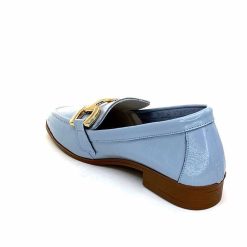 382-ivoire Ivoire 30303 Cuir Vernis Bleu Ciel Mocassins