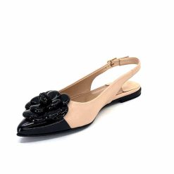 398-ivoire Ivoire M23099 Cuir Beige Noir Ballerines