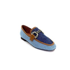 bibi lou - navima Bibi Lou 582 Cuir Marron Textile Denim Bleu Mocassins