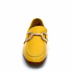 382-ivoire Ivoire 30303 Cuir Vernis Jaune Mocassins