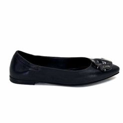 398-ivoire Ivoire M24055 Zb Cuir Noir Ballerines