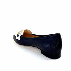 Ivoire0200 Ivoire 8002 For Cuir Bleu Marine Blanc Ballerines