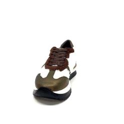 Requin Reqins Urielle Cuir Marron Textile Ecru Baskets