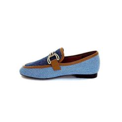 bibi lou - navima Bibi Lou 582 Cuir Marron Textile Denim Bleu Mocassins