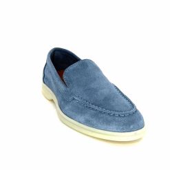 Ivoire0209b Ivoire 12851 Daim Bleu Mocassins