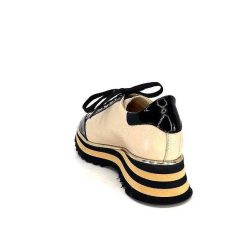 Ivoire0347b Ivoire H985M Cuir Vernis Noir Beige Baskets