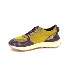 Requin Reqins Urania Mix Cuir Violet Textile Moutarde Baskets