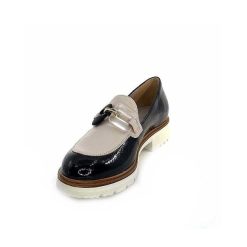 Ivoire0130a Ivoire 8B5116 Vernis Noir Cuir Beige Mocassins