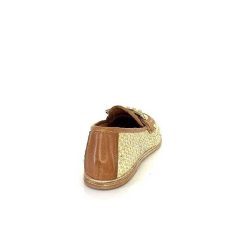 AS 98 B77101-101 Cuir Marron Raffia Dore Mocassins