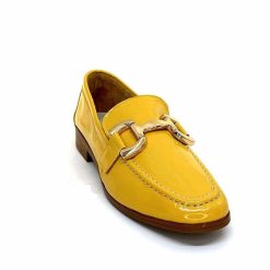 382-ivoire Ivoire 30303 Cuir Vernis Jaune Mocassins