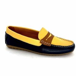 Ivoire0209b Ivoire 10322 Sauvage Cuir Bleu Marine Jaune Marron Mocassins