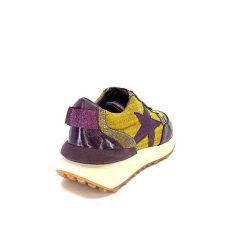 Requin Reqins Urania Mix Cuir Violet Textile Moutarde Baskets