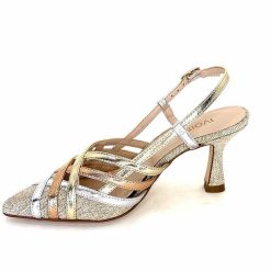 Ivoire0376 Ivoire 20906 Cuir Metallique Textile Beige Escarpins