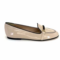 Ivoire0532 Ivoire G771-21 Cuir Vernis Creme Noir Ballerines