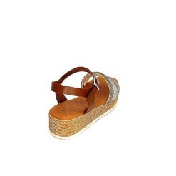 oh my sandals - innova footwear Ivoire 5434 Cuir Marron Strass Beige Plateformes