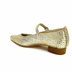 Ivoire0303 Ivoire 24776 Cuir Tresse Or Ballerines