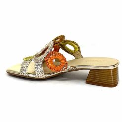 Ivoire0303 Ivoire 21036 Cuir Or Jaune Orange Mules