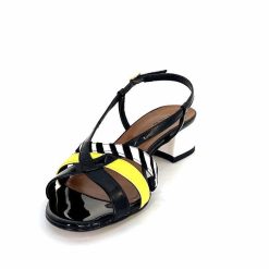 Ivoire0352 Ivoire K234 Jenny Cuir Vernis Noir Blanc Jaune Sandales