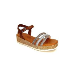 oh my sandals - innova footwear Ivoire 5434 Cuir Marron Strass Beige Plateformes