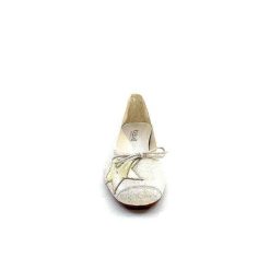 Requin Reqins Hello Cuir Blanc Dore Ballerines