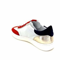 Donna Carolina Donna Carolina 51670 113 Cuir Blanc Daim Rouge Bleu Marine Baskets