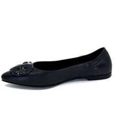 398-ivoire Ivoire M24055 Zb Cuir Noir Ballerines