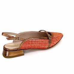 Ivoire0532 Ivoire X1406 Raffia Orange Cuir Bronze Ballerines