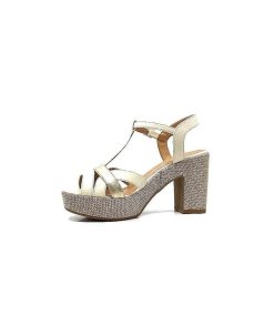 Ivoire0551 Ivoire 2131 Vera Cuir Creme Dore Plateformes