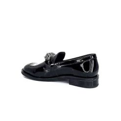 Ivoire0236a Ivoire 77502 Falconi Cuir Vernis Noir Mocassins