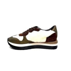 Requin Reqins Urielle Cuir Marron Textile Ecru Baskets