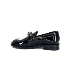 Ivoire0236a Ivoire 77502 Falconi Cuir Vernis Noir Mocassins