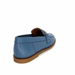 Ivoire0209b Ivoire 12646 Cuir Bleu Jeans Mocassins