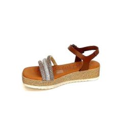 oh my sandals - innova footwear Ivoire 5434 Cuir Marron Strass Beige Plateformes