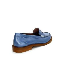 elisa lanci - lady shoes Ivoire Elsa N252 Cuir Bleu Nacre Mocassins