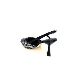 chantal Chantal 2227 Cuir Noir Raffia Noir Blanc Beige Escarpins