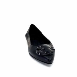 398-ivoire Ivoire M24055 Zb Cuir Noir Ballerines