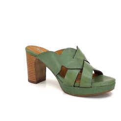 Ivoire0399a Ivoire 6080 Cuir Vert Olive Mules